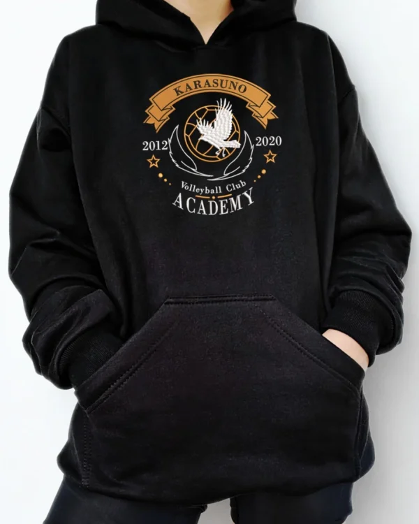 Poleron negro con diseño de anime Karasuno, discreto, haikyuu