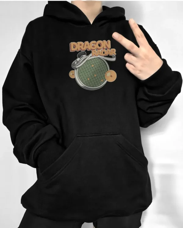 Poleron negro con diseño de anime Dragon Radar, Dragon Ball