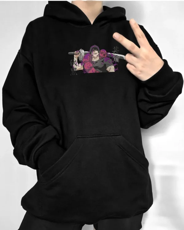 Poleron negro con diseño de anime Toji, Jujutsu Kaisen