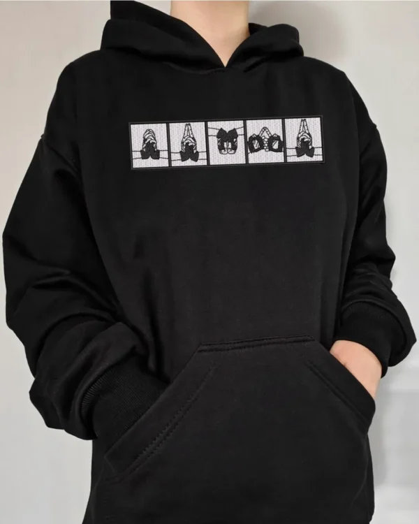 Poleron negro con diseño de anime Naruto Jutsu