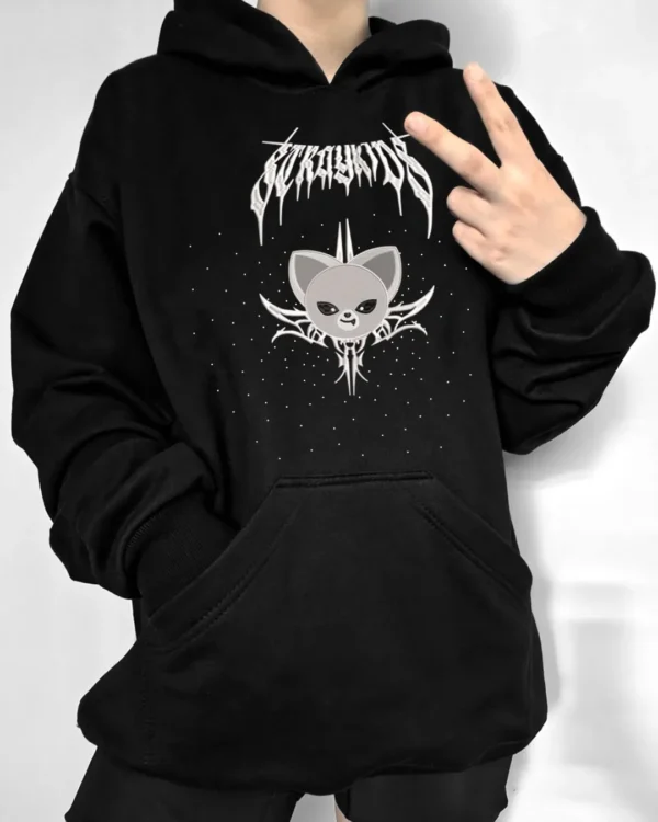 Poleron negro con diseño de k-pop, evil foxy.ny